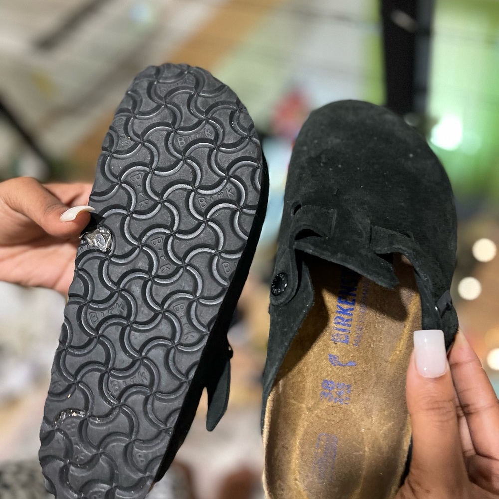 Black Suede Slip-On Clog - Birkenstocks